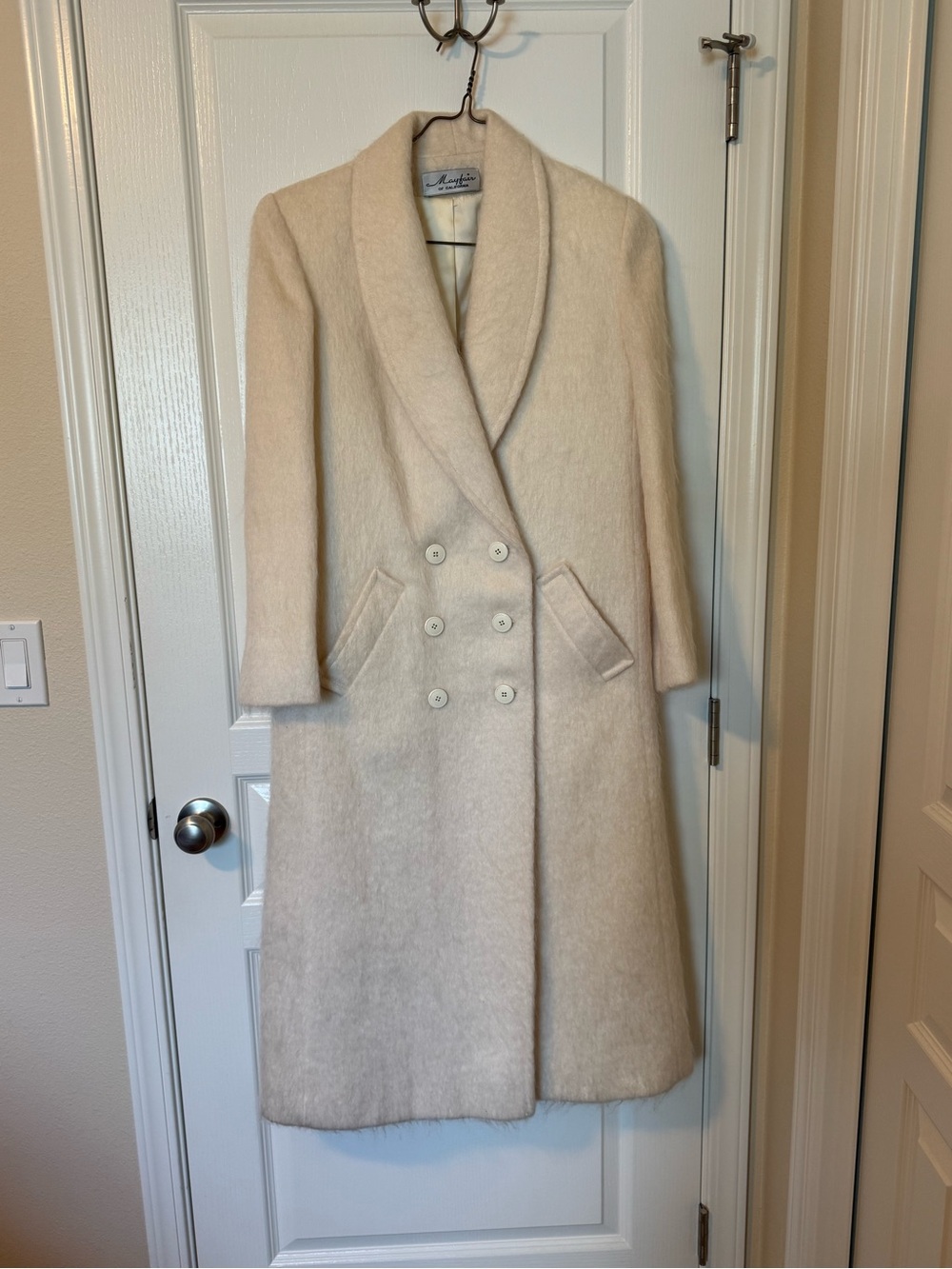 Vintage Ivory Mohair Long Coat.